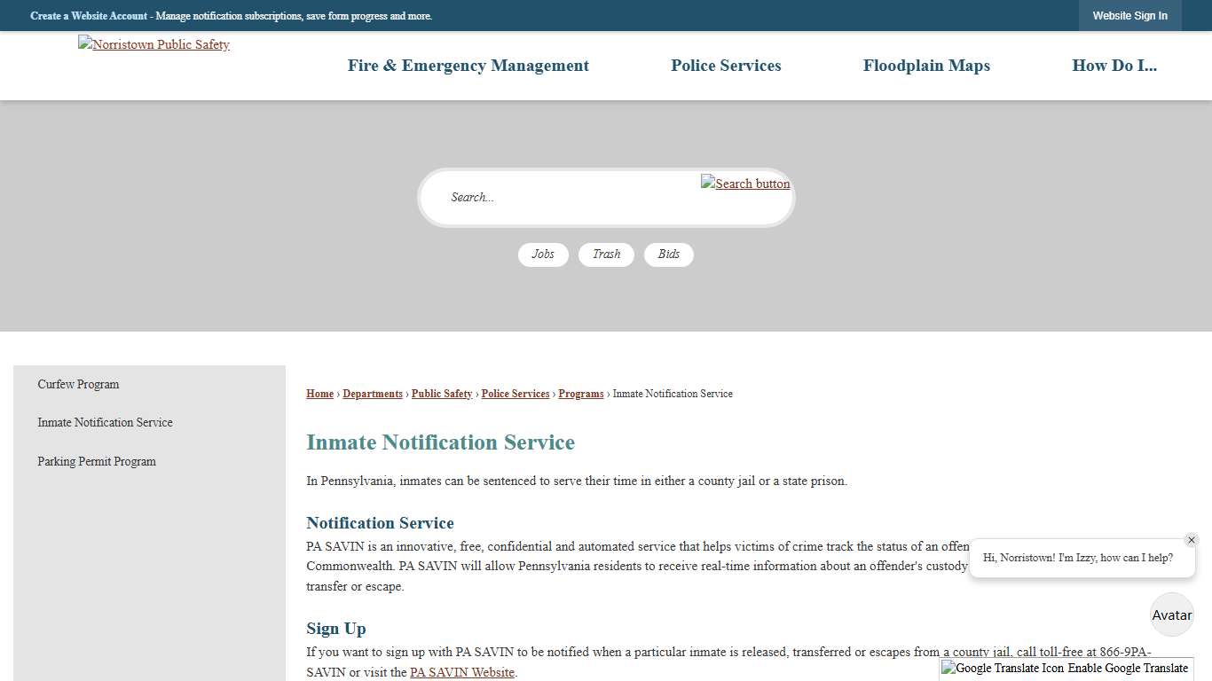 Inmate Notification Service | Norristown, PA